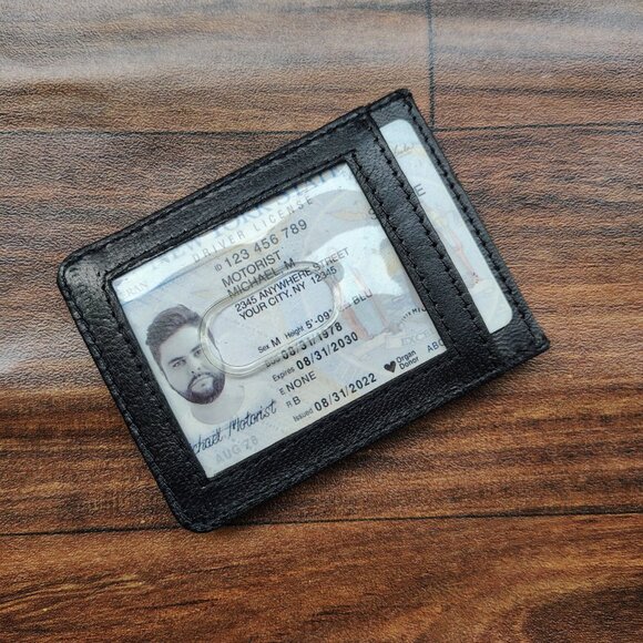 Genuine Leather Money Clip, Slim Card Holder with Magnetic Clip - Picture 4 of 6